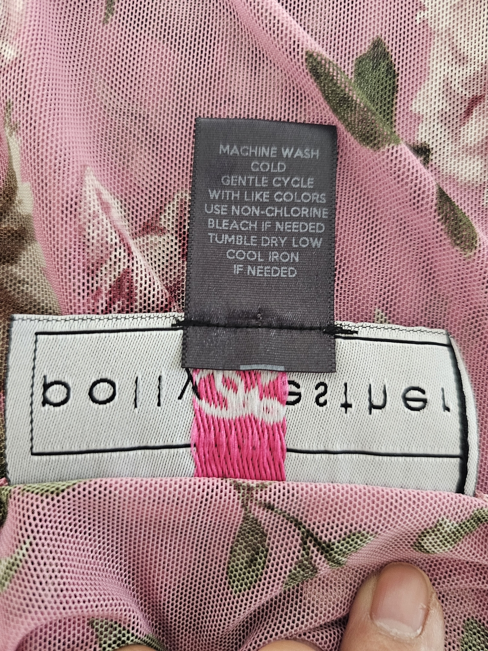 Polly & Esther Pink Floral Ruffle Mesh Long-Sleeve Top - Picture 6 of 7